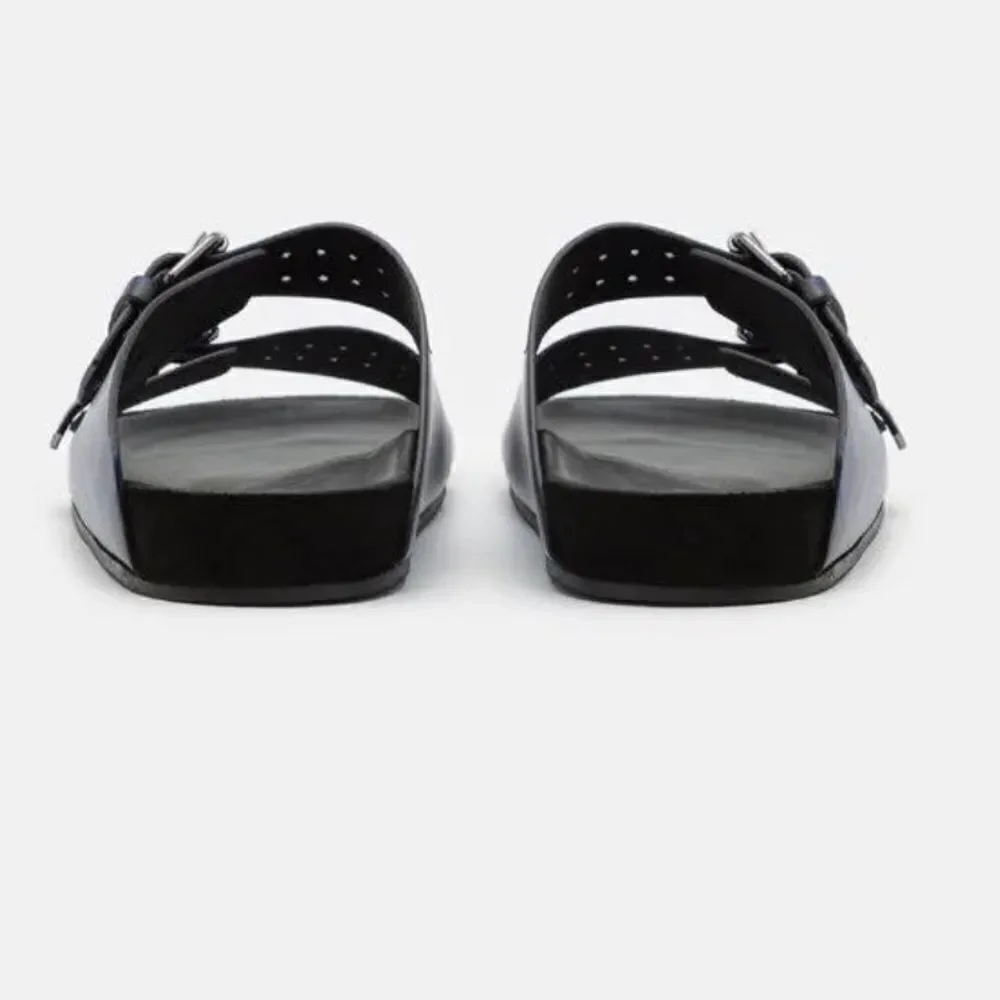 THE KOOPLES BLUE LEATHER LEOPARD-PRINT SANDALS NIB size 41